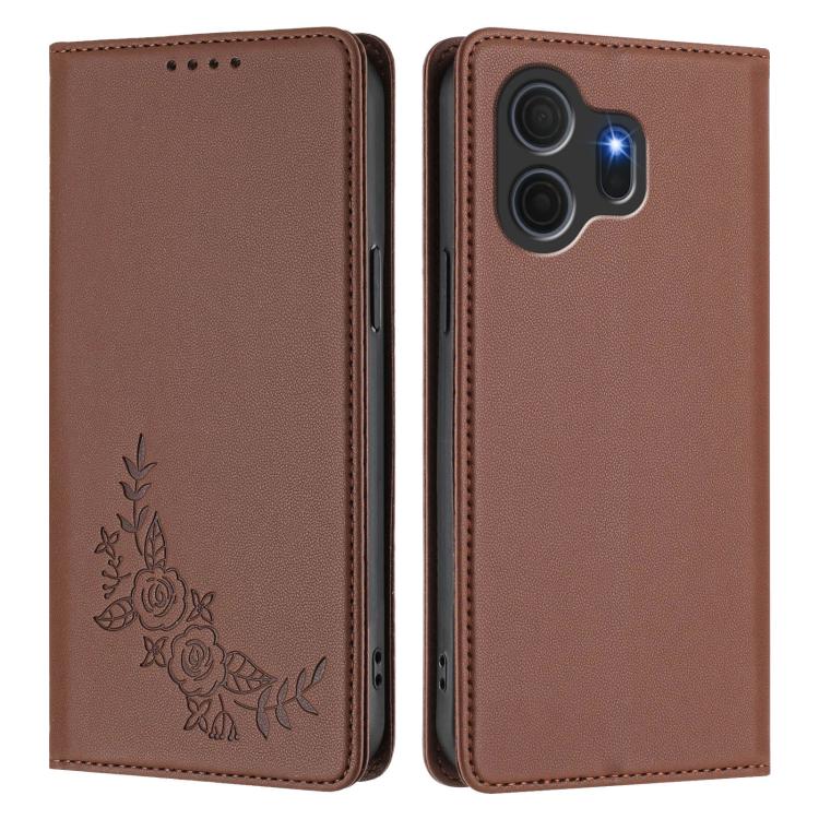 For TCL NxtPaper 70 Pro 5G Peony Embossed Magnetic RFID Vegan Leather Phone Case