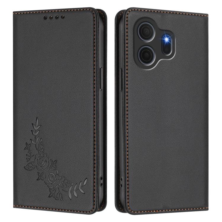 For TCL NxtPaper 70 Pro 5G Peony Embossed Magnetic RFID Vegan Leather Phone Case