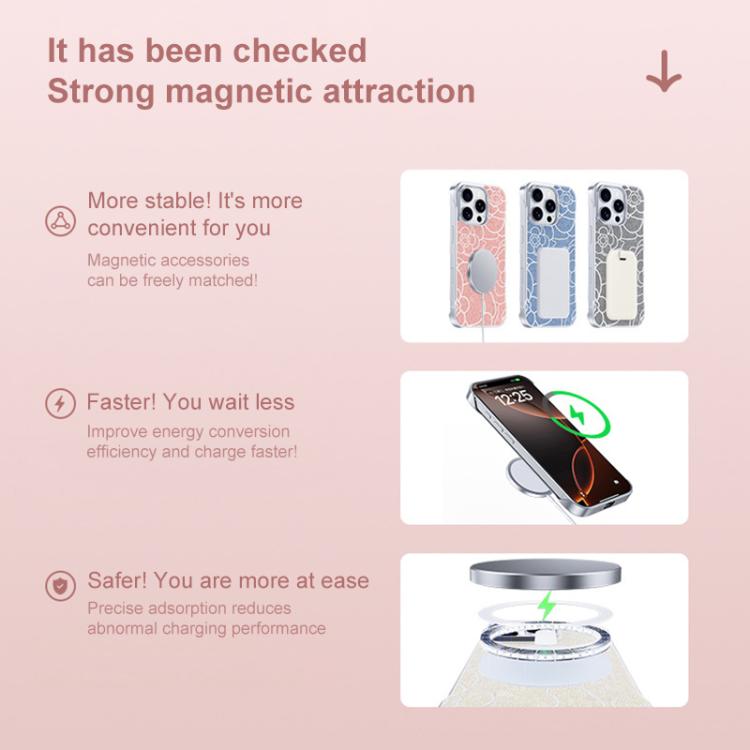 For iPhone 17 Pro Embossed Camellia Flower Linen Fabric Magnetic Half Coverage Phone Case
