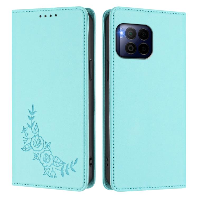 For T-Mobile REVVL 7 Pro 5G / T Phone 2 Pro 5G Peony Embossed Magnetic RFID Vegan Leather Phone Case