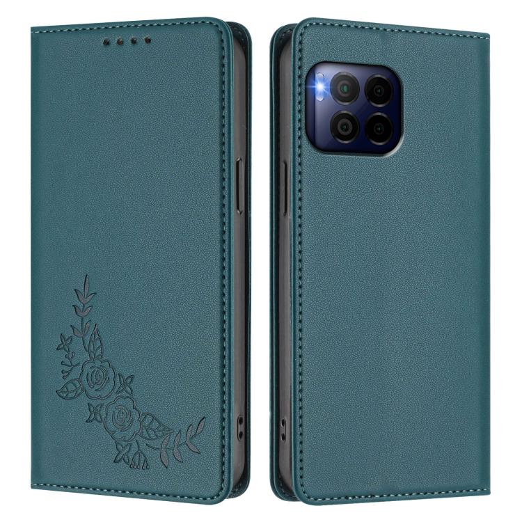 For T-Mobile REVVL 7 Pro 5G / T Phone 2 Pro 5G Peony Embossed Magnetic RFID Vegan Leather Phone Case