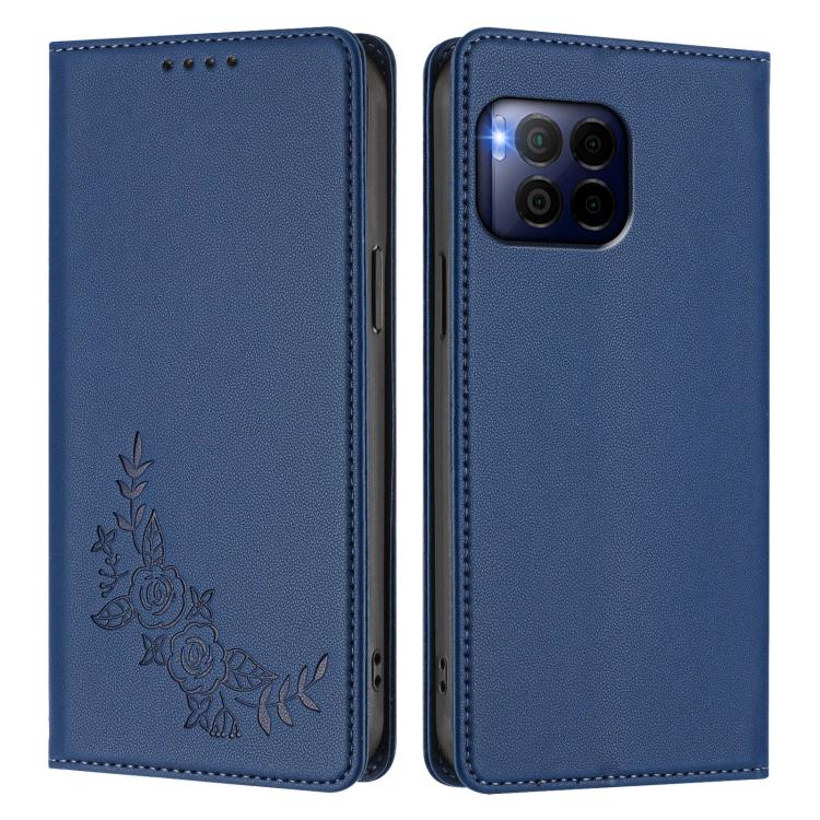 For T-Mobile REVVL 7 Pro 5G / T Phone 2 Pro 5G Peony Embossed Magnetic RFID Vegan Leather Phone Case