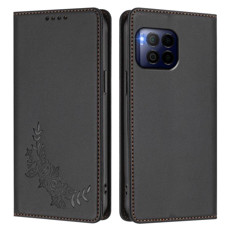 For T-Mobile REVVL 7 Pro 5G / T Phone 2 Pro 5G Peony Embossed Magnetic RFID Vegan Leather Phone Case