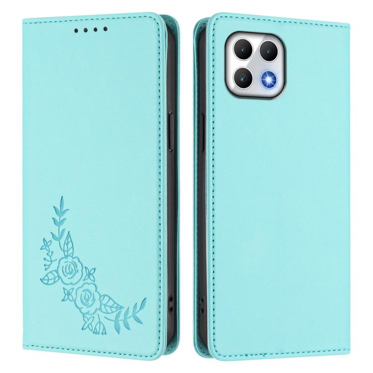 For T-Mobile REVVL 7 5G / T Phone 2 5G Peony Embossed Magnetic RFID Vegan Leather Phone Case