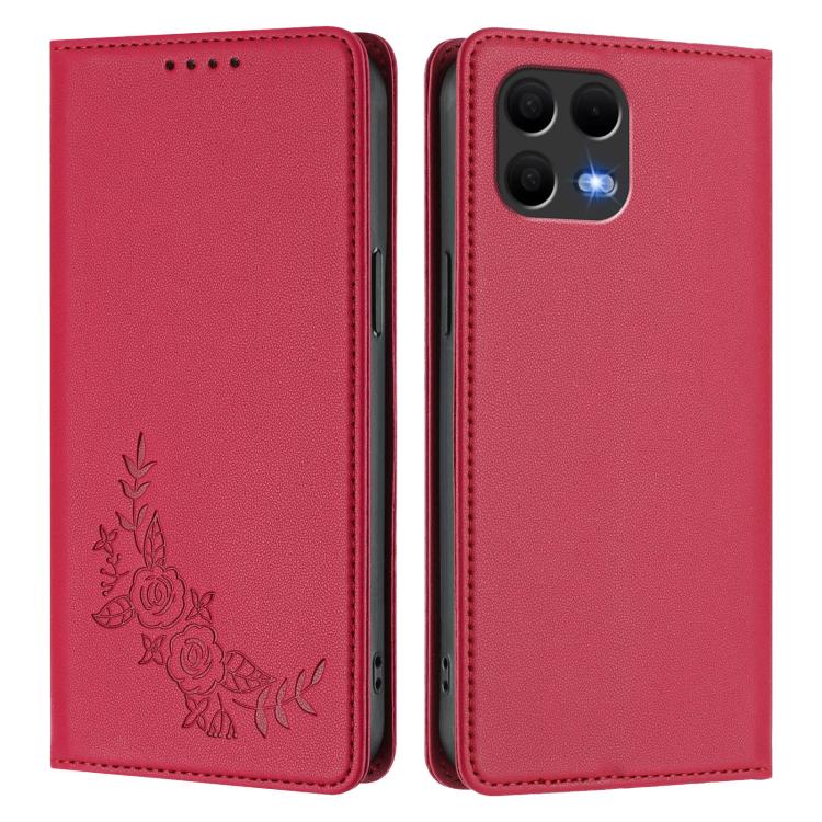 For T-Mobile REVVL 8 Pro 5G / T Phone 3 Pro 5G Peony Embossed Magnetic RFID Vegan Leather Phone Case