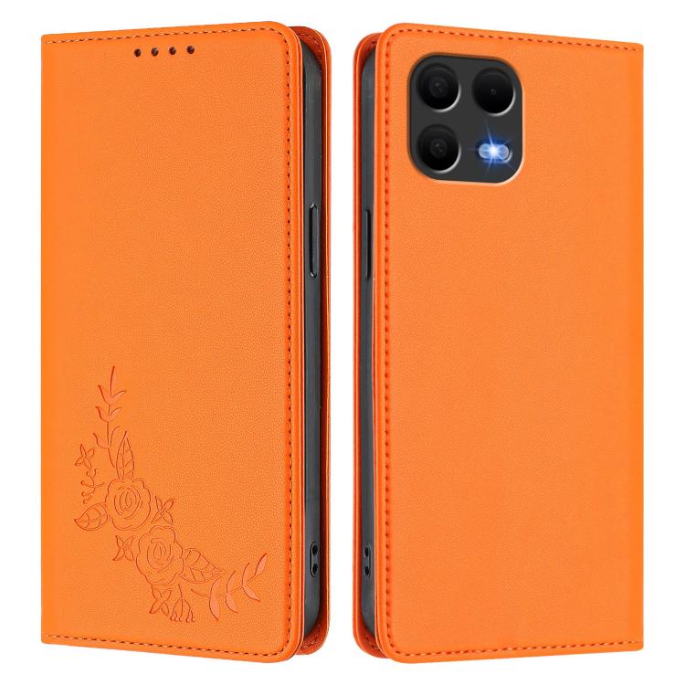 For T-Mobile REVVL 8 Pro 5G / T Phone 3 Pro 5G Peony Embossed Magnetic RFID Vegan Leather Phone Case