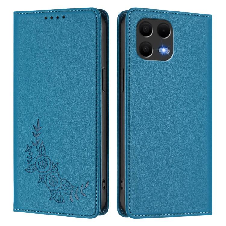 For T-Mobile REVVL 8 Pro 5G / T Phone 3 Pro 5G Peony Embossed Magnetic RFID Vegan Leather Phone Case