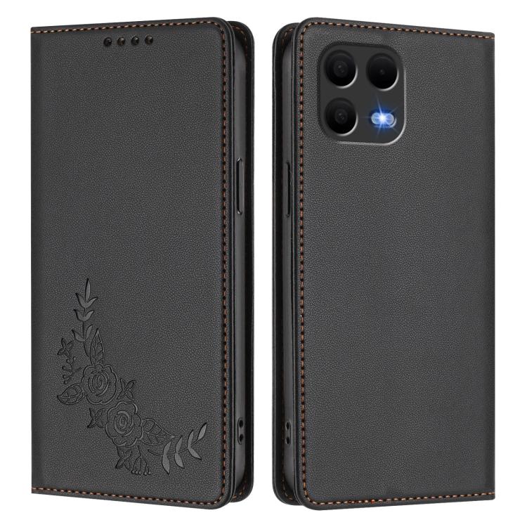 For T-Mobile REVVL 8 Pro 5G / T Phone 3 Pro 5G Peony Embossed Magnetic RFID Vegan Leather Phone Case