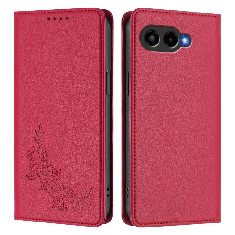 For T-Mobile REVVL 8 5G / T Phone 3 5G Peony Embossed Magnetic RFID Vegan Leather Phone Case