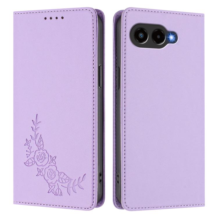 For T-Mobile REVVL 8 5G / T Phone 3 5G Peony Embossed Magnetic RFID Vegan Leather Phone Case
