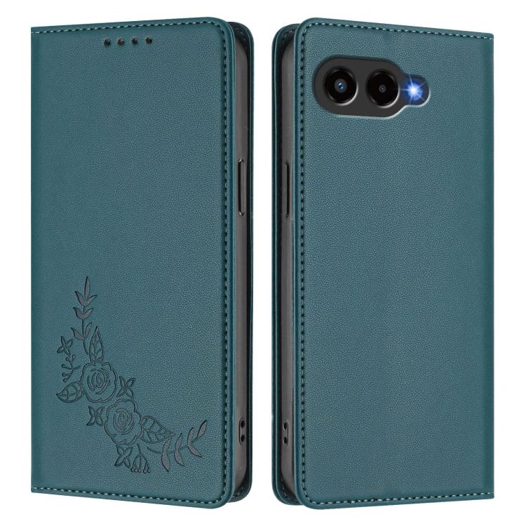 For T-Mobile REVVL 8 5G / T Phone 3 5G Peony Embossed Magnetic RFID Vegan Leather Phone Case