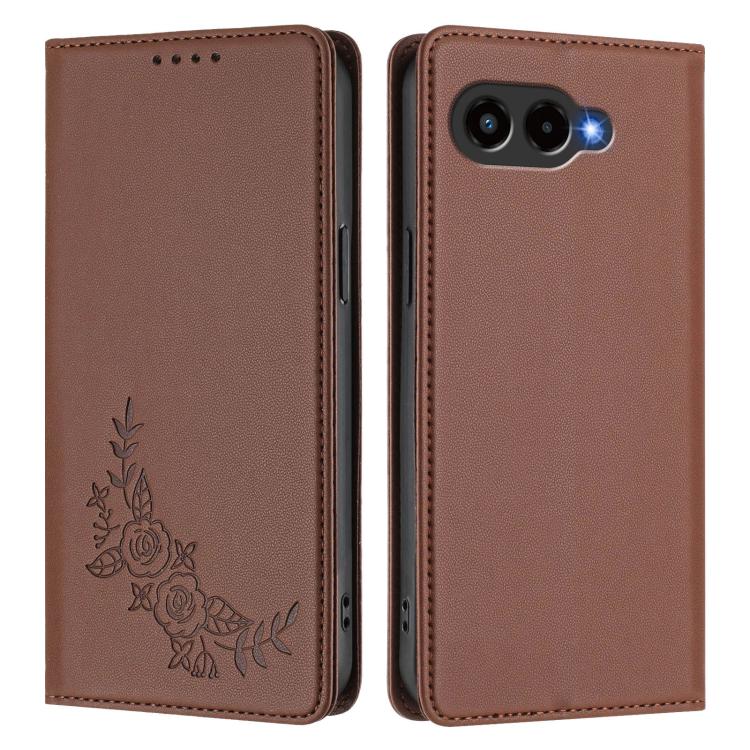 For T-Mobile REVVL 8 5G / T Phone 3 5G Peony Embossed Magnetic RFID Vegan Leather Phone Case