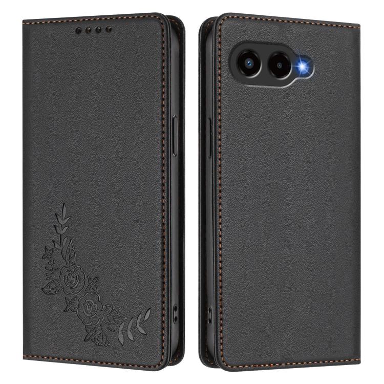 For T-Mobile REVVL 8 5G / T Phone 3 5G Peony Embossed Magnetic RFID Vegan Leather Phone Case