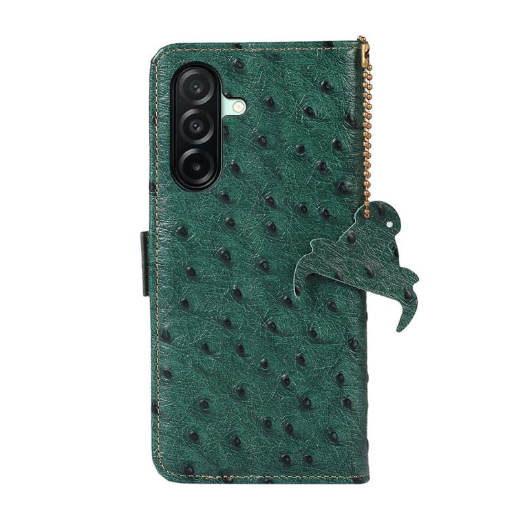 For Samsung Galaxy A27 5G Ostrich Pattern Genuine Leather RFID Phone Case