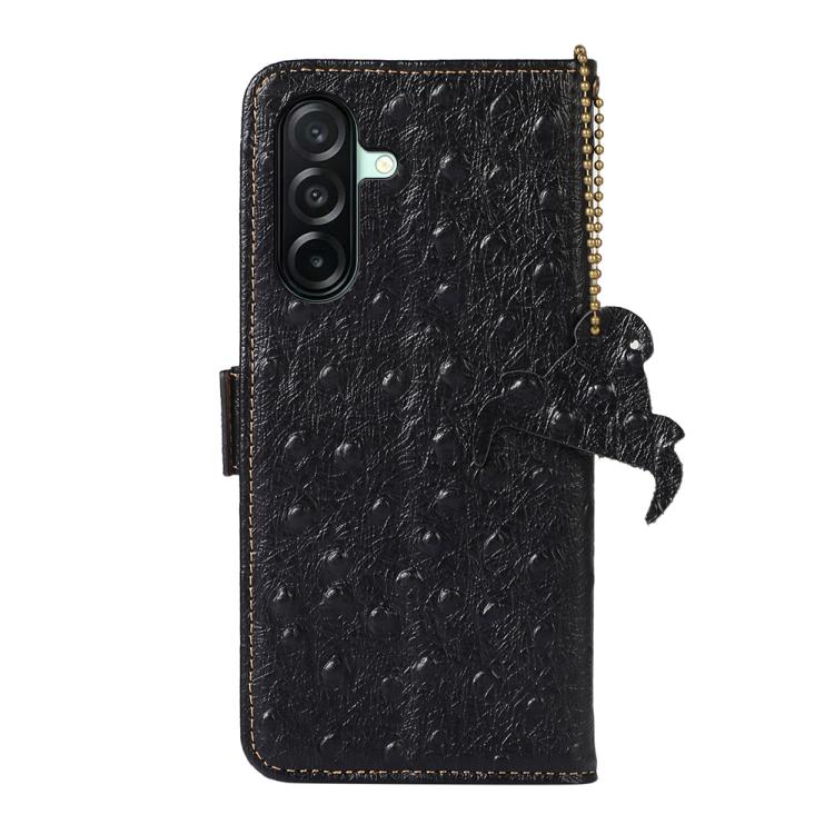 For Samsung Galaxy A27 5G Ostrich Pattern Genuine Leather RFID Phone Case