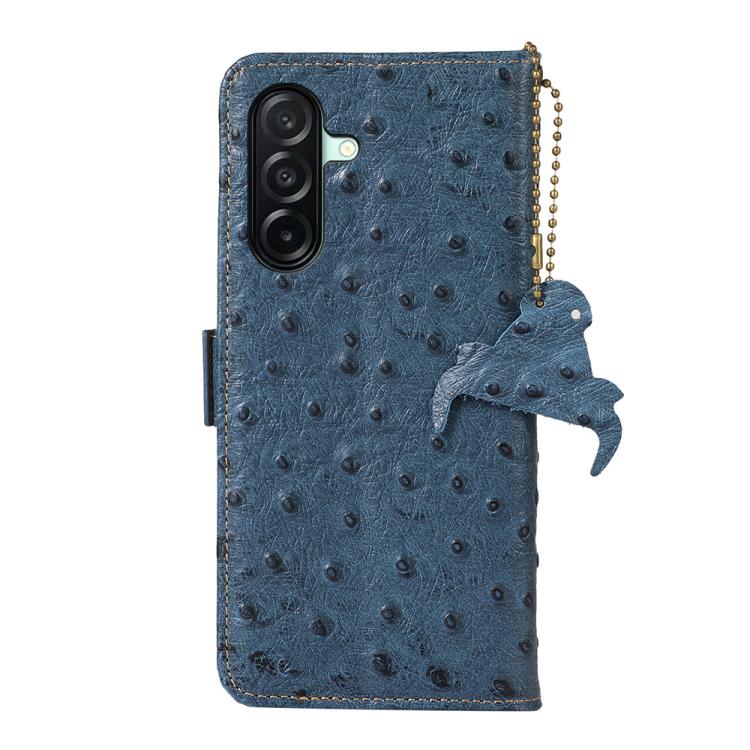 For Samsung Galaxy A27 5G Ostrich Pattern Genuine Leather RFID Phone Case