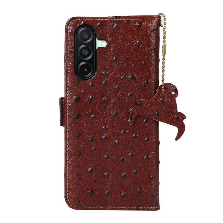 For Samsung Galaxy A27 5G Ostrich Pattern Genuine Leather RFID Phone Case