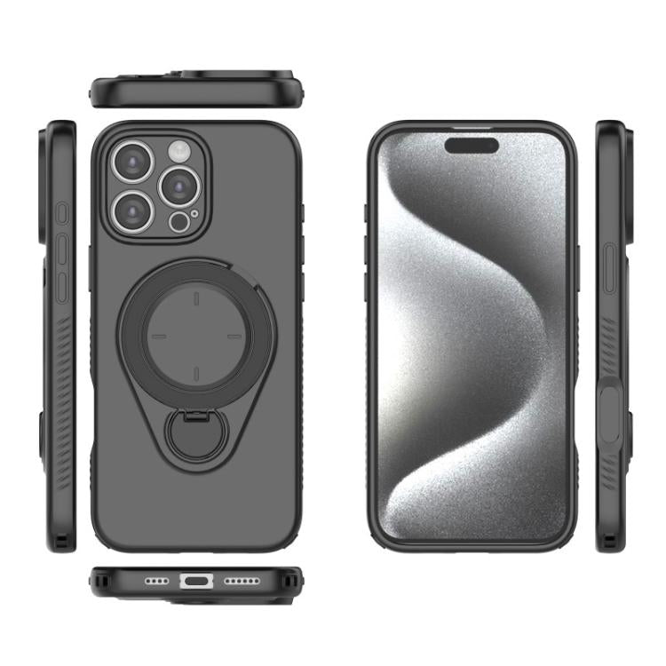 For iPhone 15 Pro Max WANLONFENG Ring Kickstand Phone Case with Screen Protector