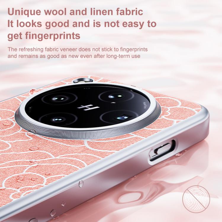 For OPPO Find X8 Embossed Camellia Wool Linen Fabric Magnetic Three Guarantees Phone Case