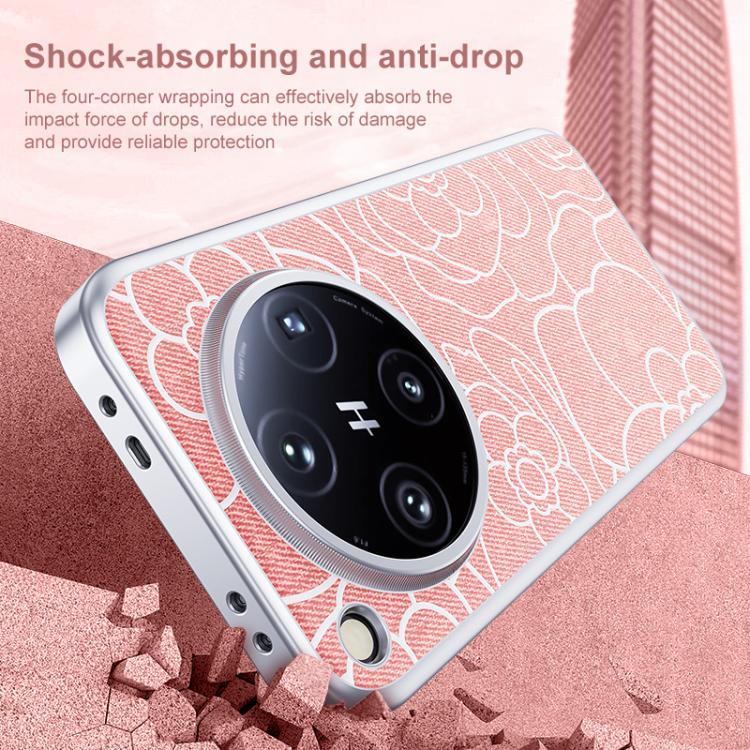 For OPPO Find X8 Embossed Camellia Wool Linen Fabric Magnetic Three Guarantees Phone Case