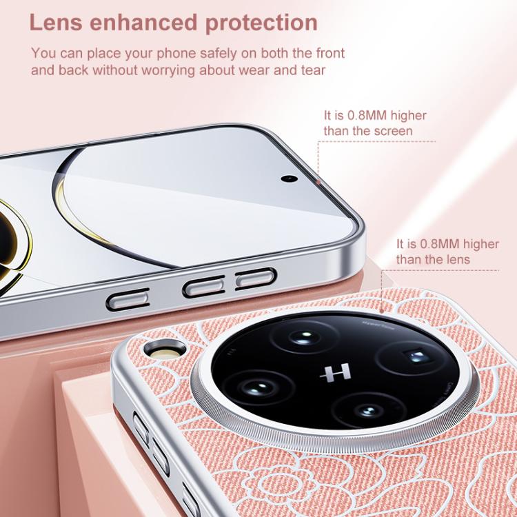 For OPPO Find X8s Embossed Camellia Wool Linen Fabric Magnetic Three Guarantees Phone Case
