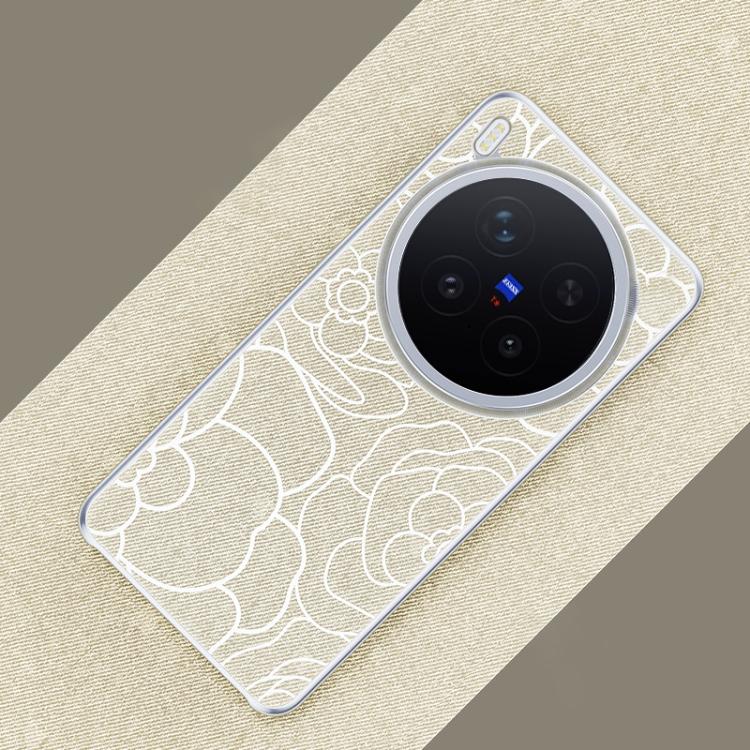 For vivo X300 Pro Embossed Camellia Wool Linen Fabric Magnetic Three Guarantees Phone Case