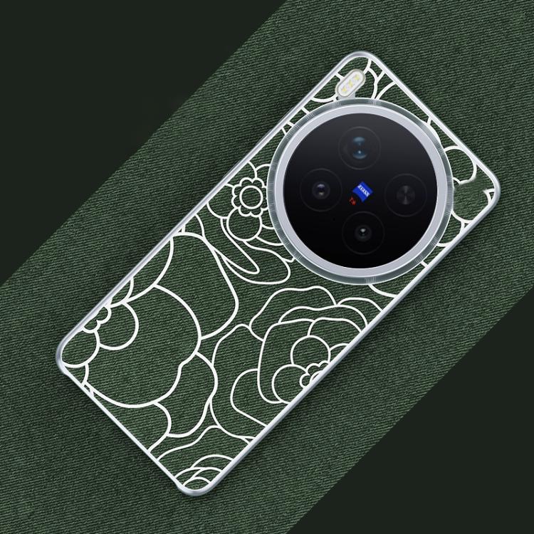 For vivo X300 Pro Embossed Camellia Wool Linen Fabric Magnetic Three Guarantees Phone Case
