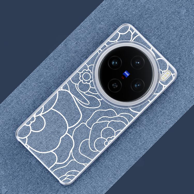 For vivo X200 Pro mini Embossed Camellia Wool Linen Fabric Magnetic Three Guarantees Phone Case