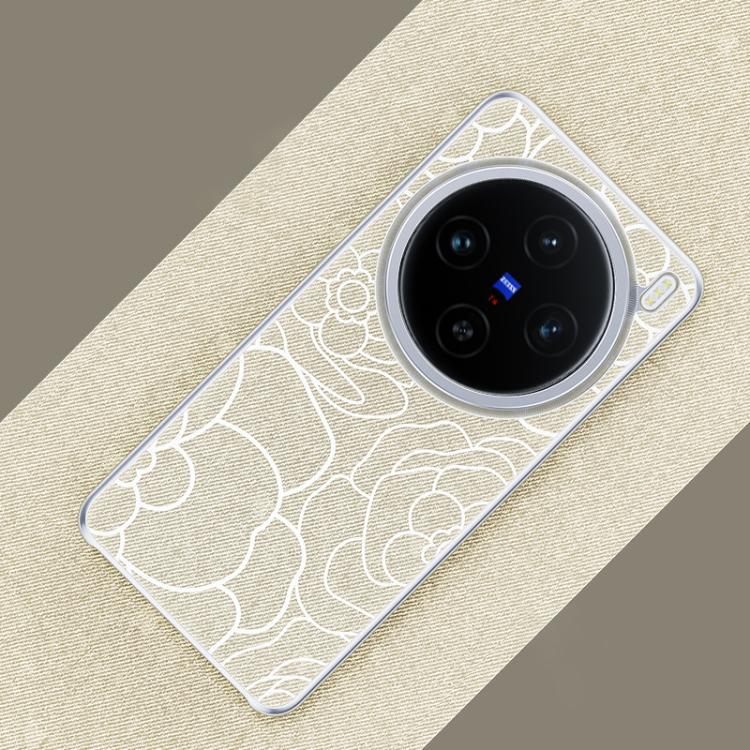 For vivo X200 Pro mini Embossed Camellia Wool Linen Fabric Magnetic Three Guarantees Phone Case