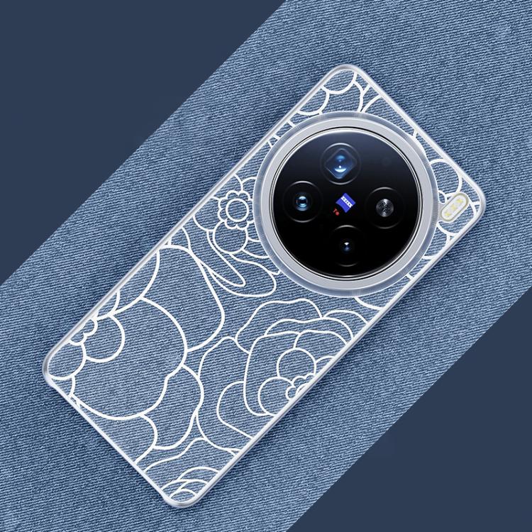 For vivo X200 Pro Embossed Camellia Wool Linen Fabric Magnetic Three Guarantees Phone Case