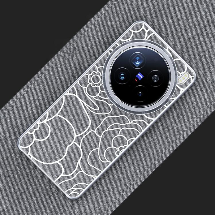 For vivo X200 Pro Embossed Camellia Wool Linen Fabric Magnetic Three Guarantees Phone Case