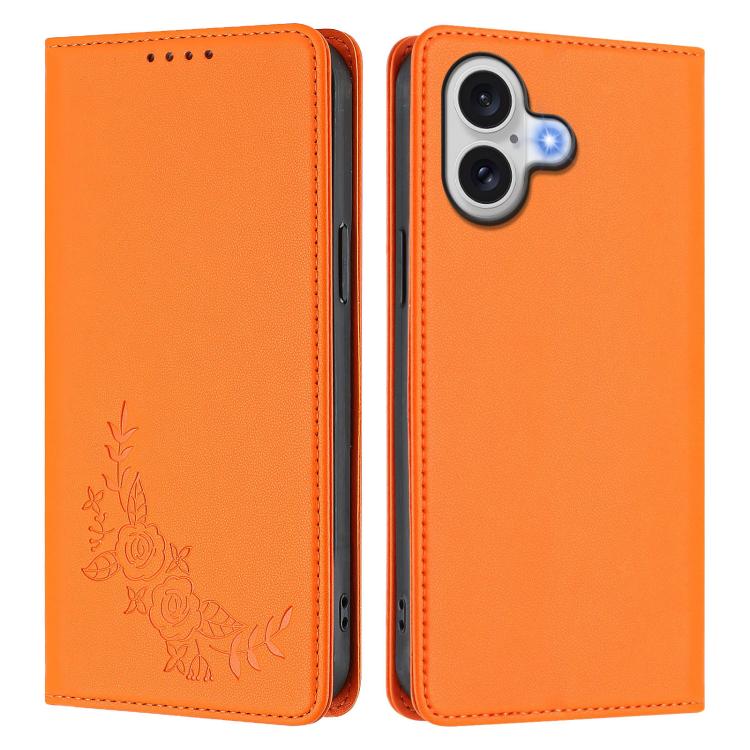 For iPhone 17 Peony Embossed Magnetic RFID Vegan Leather Phone Case