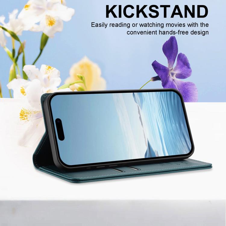 For iPhone 11 Pro Peony Embossed Magnetic RFID Vegan Leather Phone Case