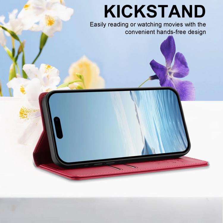 For iPhone 11 Peony Embossed Magnetic RFID Vegan Leather Phone Case
