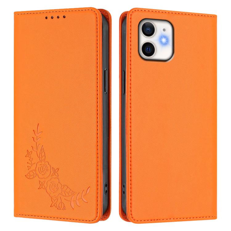 For iPhone 11 Peony Embossed Magnetic RFID Vegan Leather Phone Case