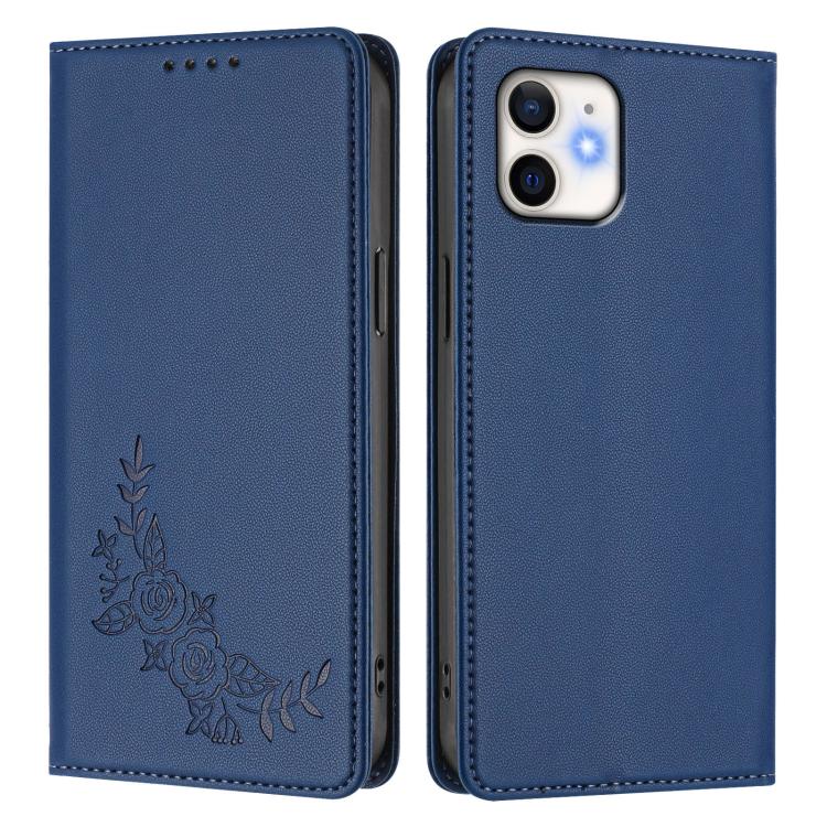 For iPhone 11 Peony Embossed Magnetic RFID Vegan Leather Phone Case