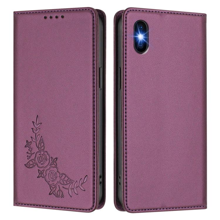 For iPhone X / XS Peony Embossed Magnetic RFID Vegan Leather Phone Case
