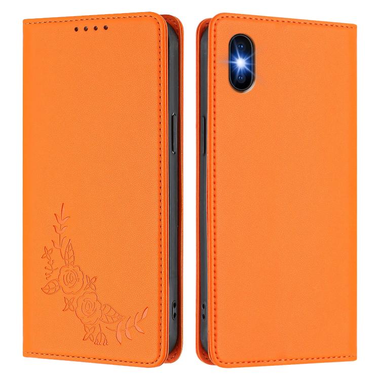 For iPhone X / XS Peony Embossed Magnetic RFID Vegan Leather Phone Case
