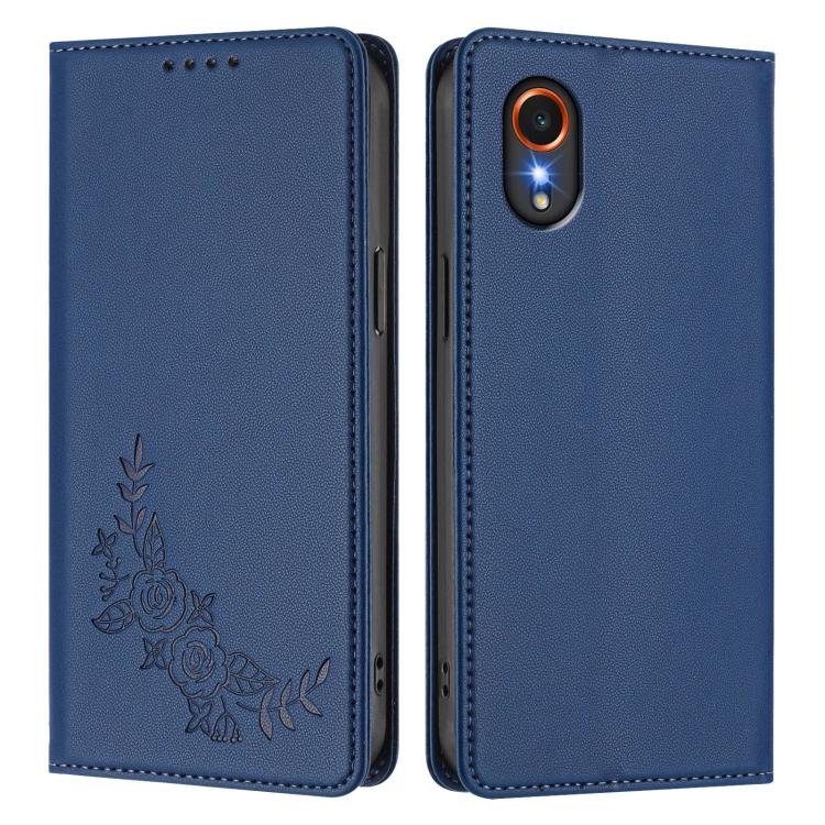 For Samsung Galaxy XCover7 Peony Embossed Magnetic RFID Vegan Leather Phone Case