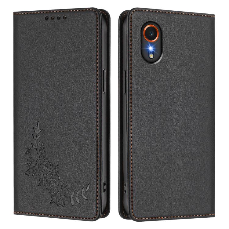 For Samsung Galaxy XCover7 Peony Embossed Magnetic RFID Vegan Leather Phone Case