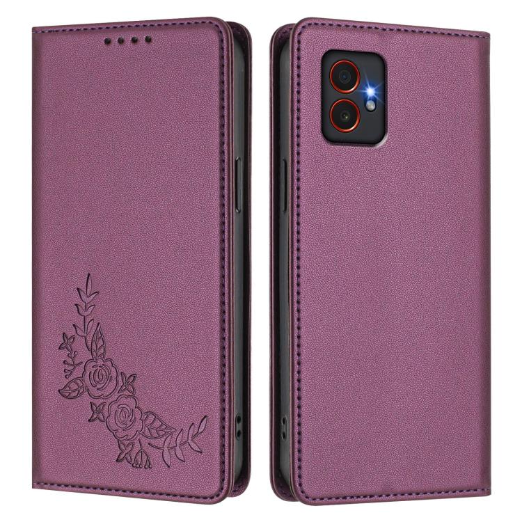 For Samsung Galaxy XCover7 Pro Peony Embossed Magnetic RFID Vegan Leather Phone Case
