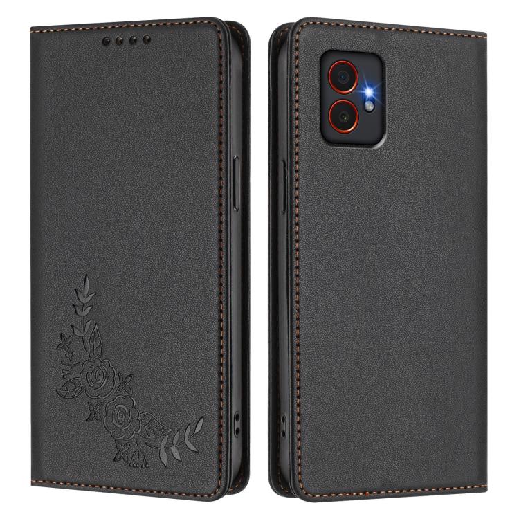 For Samsung Galaxy XCover7 Pro Peony Embossed Magnetic RFID Vegan Leather Phone Case
