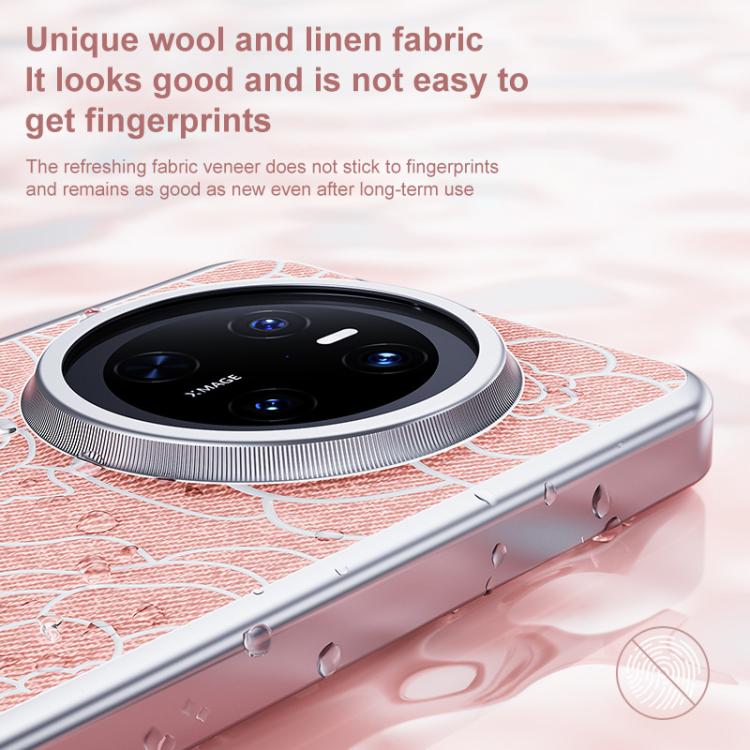 For Huawei Mate 80 Pro Max Embossed Camellia Wool Linen Fabric Magnetic Three Guarantees Phone Case