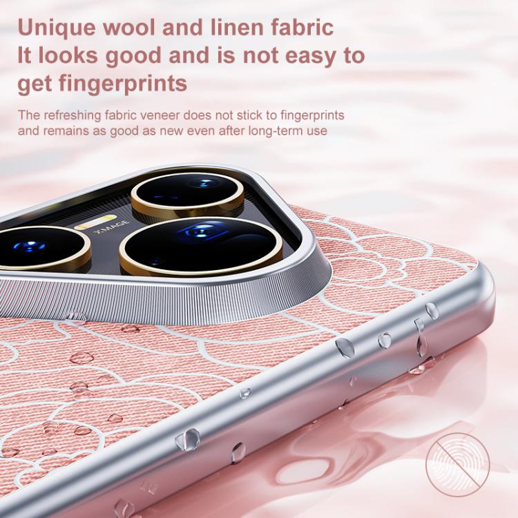For Huawei Pura 80 5G Embossed Camellia Wool Linen Fabric Magnetic Three Guarantees Phone Case