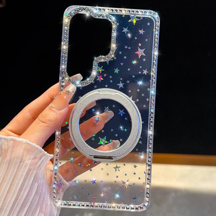 For Samsung Galaxy A26 5G Diamond IMD 360 Rotation Magnetic Metal Holder Phone Case with Strap
