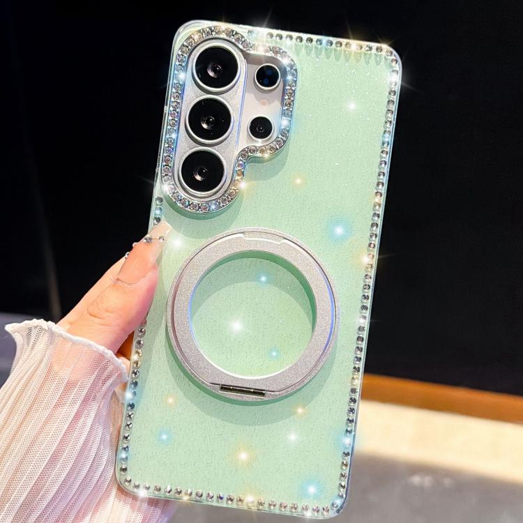 For Samsung Galaxy A36 5G Diamond IMD 360 Rotation Magnetic Metal Holder Phone Case with Strap