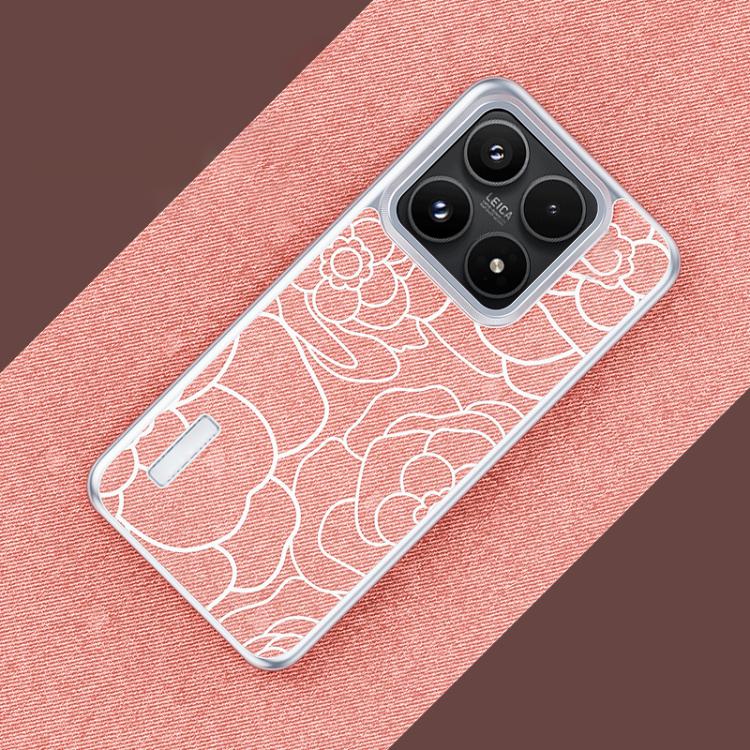 For Xiaomi 17 Embossed Camellia Wool Linen Fabric Magnetic Three Guarantees Phone Case