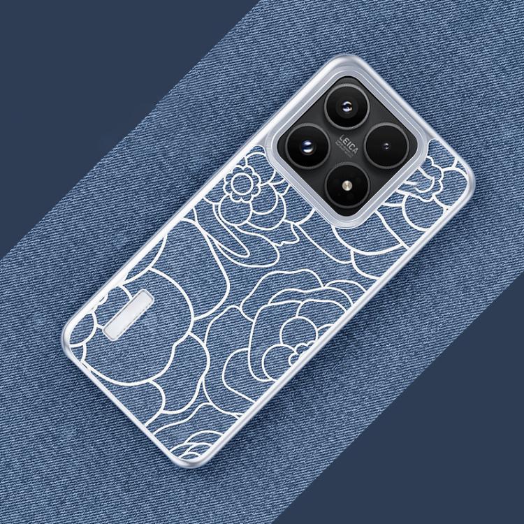 For Xiaomi 17 Embossed Camellia Wool Linen Fabric Magnetic Three Guarantees Phone Case