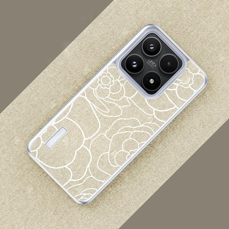 For Xiaomi 17 Embossed Camellia Wool Linen Fabric Magnetic Three Guarantees Phone Case