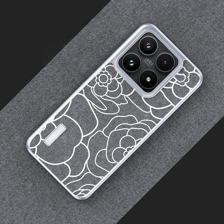 For Xiaomi 17 Embossed Camellia Wool Linen Fabric Magnetic Three Guarantees Phone Case